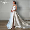 SSYTENS Luxury A-line Satin Wedding Dresses Sweetheart Sleeveless Bridal Dress Beach Long Wedding Gown Robe De Mairee Customized