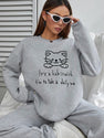 Women Basic Casual Pullover Spring Autumn Long Sleeve Kitten Sketch Printed Round Neck