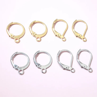 30pcs 14x12mm 15x10mm No Fade Stainless Steel French Lever Earring Hooks Clips DIY Earwire Earrings Jewelry Findings Accessories