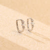 Silver Opal Rectangular Earrings Simple
