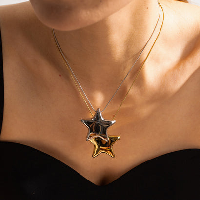 New 18K Gold-plated Necklace Jewelry Stainless Steel Five-pointed Star