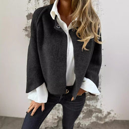 Women's Batwing Sleeve Cardigan Autumn And Winter Loose Short Cashmere Long Sleeve Coat
