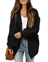 Fashion Lantern-sleeved Sweater With Pockets Casual Loose Solid Knit Cardigan Autumn Tops Womens Clothing