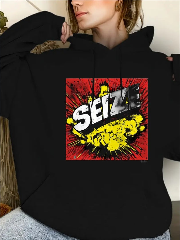 Damen Casual Bedruckter Hoodie, Sweatshirt, Modischer Kordelzugpullover, Geeignet Für Alle Jahreszeiten, Schlichtes Design, Kapuzenoberteil, Weihnachts-, Valentinstag-, Neujahrsgeschenk