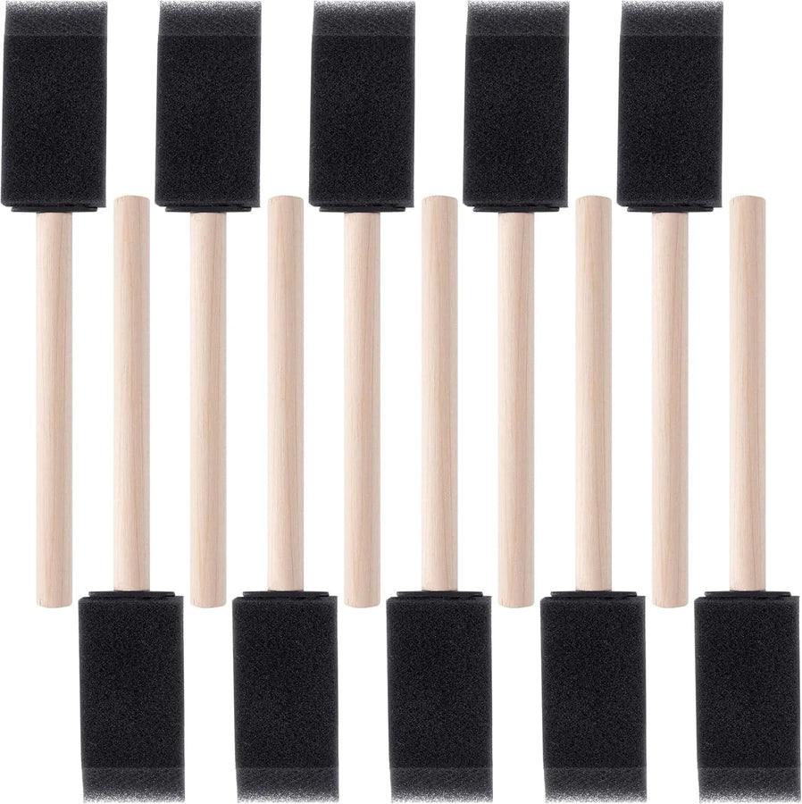 10Pcs Sponge Brush Wooden Handle Watercolor Oil Stain Art Craft Painting Drawing for kids
