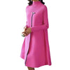 Elegant Solid Color Long Sleeve Turtleneck Slimming Large Hem Dress