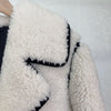 Fashion Women's Wear Casual Black And White Contrast Color Suit Collar Loose Long Furry Thick Overcoat Coat