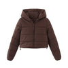 Fashion Zipper Hooded Short Coat Winter Mandela-color Jacket Outerwear Women's Clothing