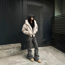 Mountain Carving Artificial Mink Fur Thick Hooded Jacket