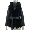 New Style Fur Belt Belt Hooded Zipper Jacket Women's Clothing