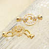 1pc Brass Fold Over Clasps Gold Color Round Flower Bowknot Clear Cubic Zirconia Charms DIY Necklace Bracelet Jewelry Findings
