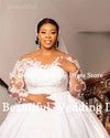 Vestidos de novia 2025  Sheer O-Neck Long Sleeves Plus Size Wedding Dress Lace Appliques A-Line Floor-Length Wedding Party Dress