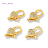 18K Gold Plated Inlaid Zircon Heart Lobster Clasps,Connectors For Jewelry,Clasp For Bracelet,DIY Jewelry Making Accessories